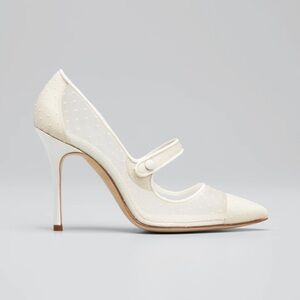 Manolo Blahnik Campari Mesh Mary Jane Pumps